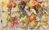 Moazzam Ali, 29 x 47 Inch, Water Color on Paper, Figurative Painting, AC-MOZ-043